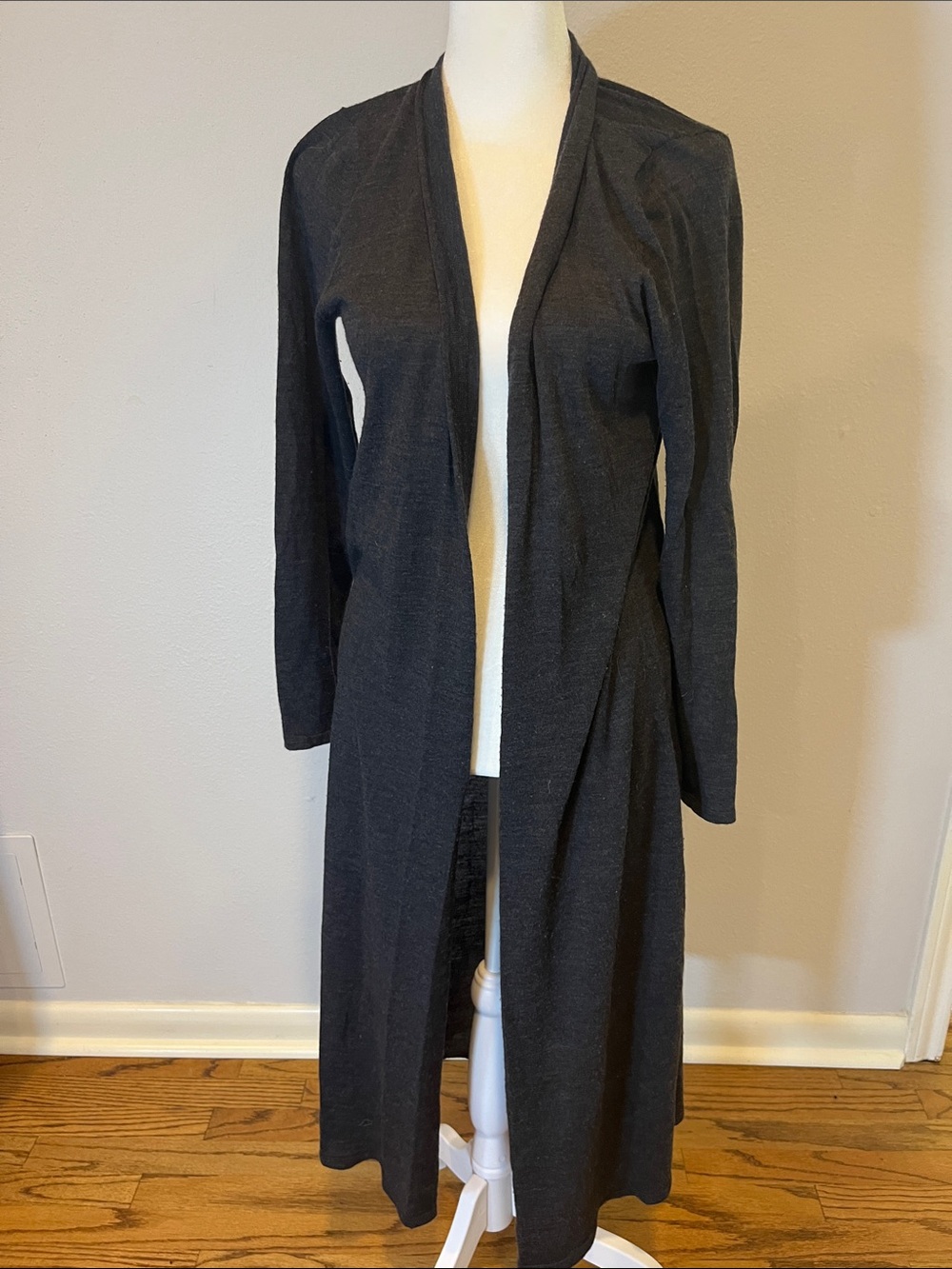 Eileen Fisher Lagenlook Open Long Duster PM Grey Midicoastal grandma minimalist